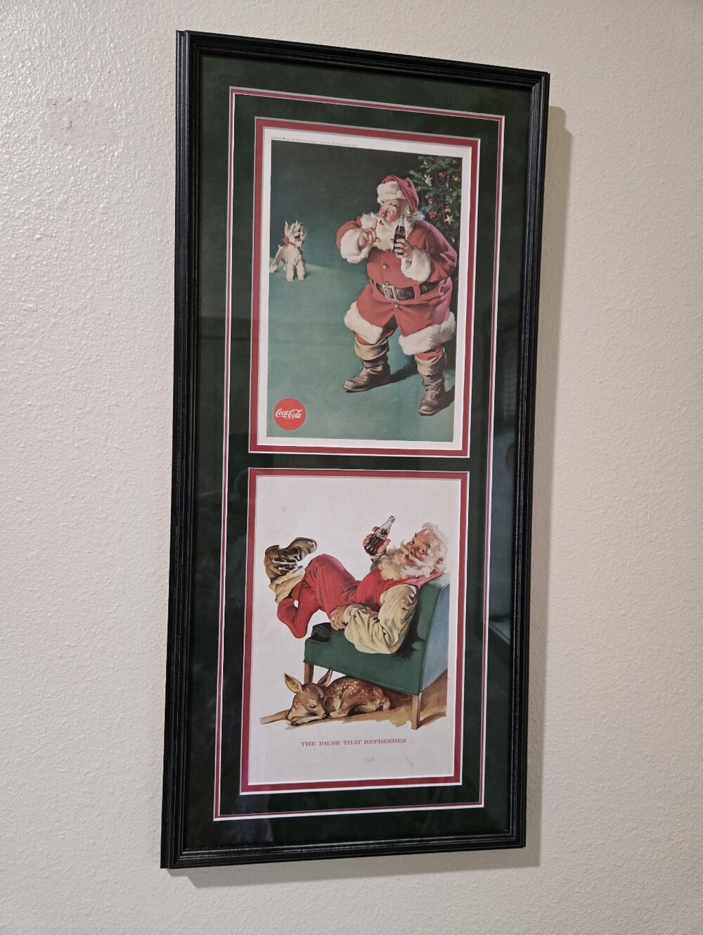 Coca Cola Santa Duo Framed Prints - Red & Green